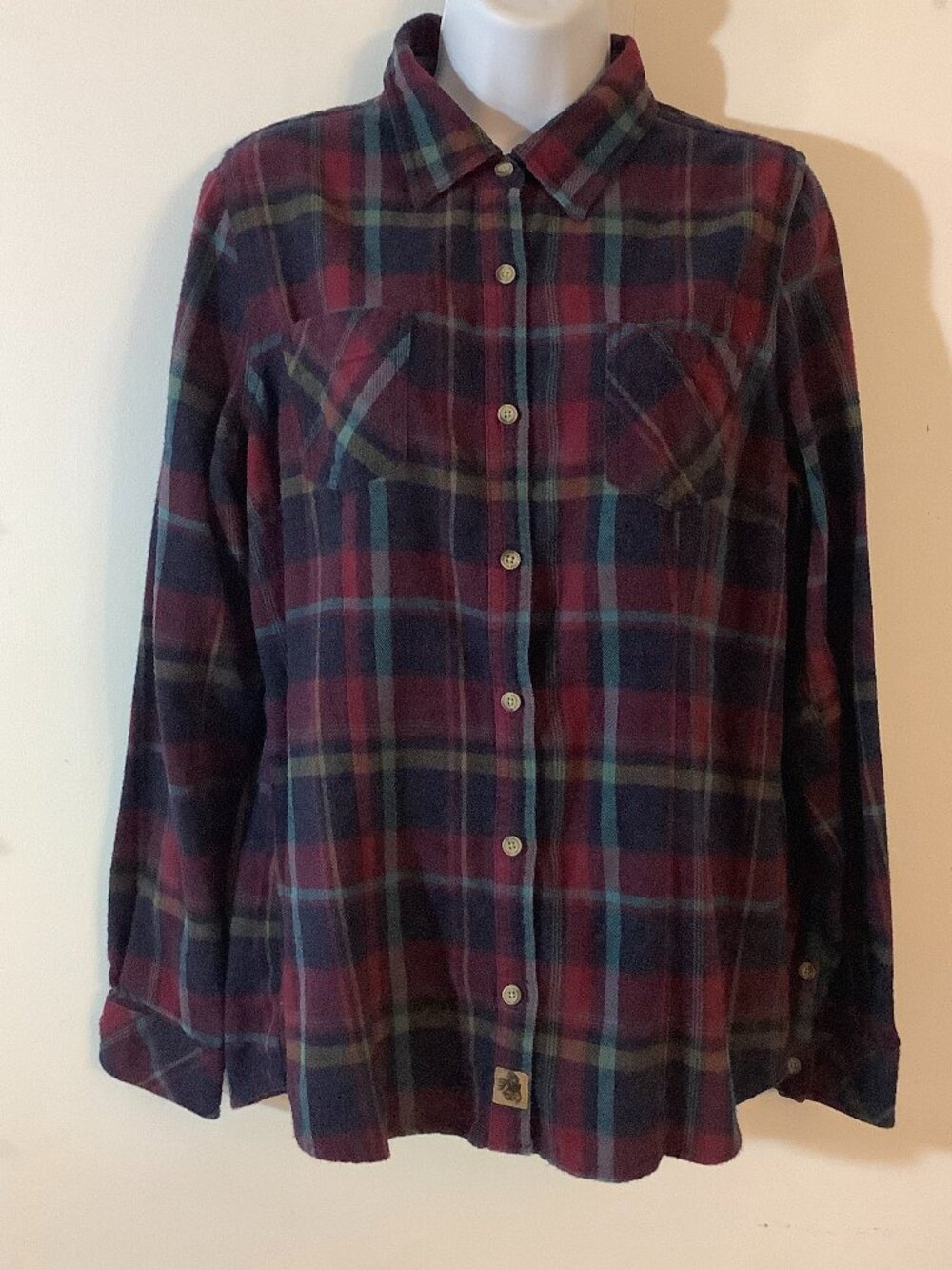 Cotton Flannel Shirt Rich Plaid Colors Legendry Whitetails Rugged EarthTones LG